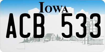IA license plate ACB533