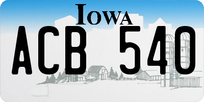 IA license plate ACB540