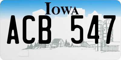 IA license plate ACB547