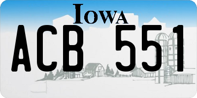 IA license plate ACB551