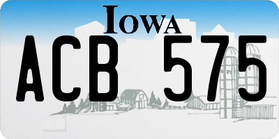 IA license plate ACB575