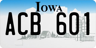 IA license plate ACB601