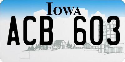 IA license plate ACB603