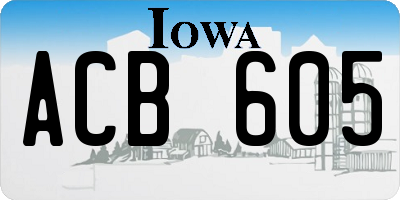 IA license plate ACB605