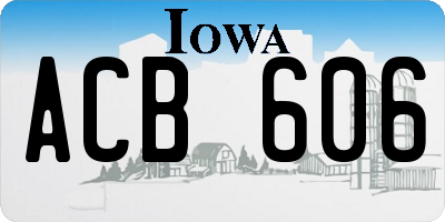 IA license plate ACB606