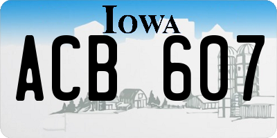IA license plate ACB607