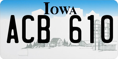 IA license plate ACB610