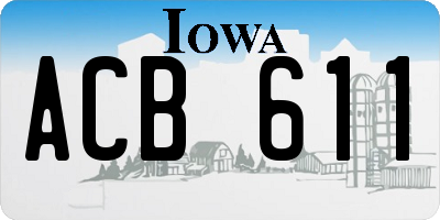 IA license plate ACB611