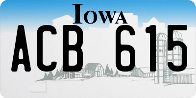 IA license plate ACB615