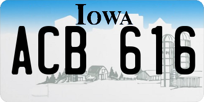 IA license plate ACB616