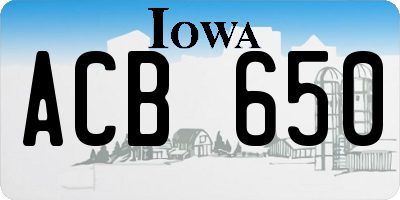 IA license plate ACB650