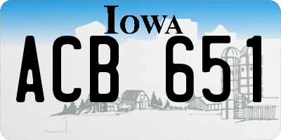 IA license plate ACB651