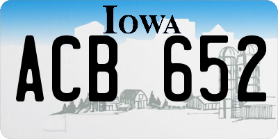 IA license plate ACB652