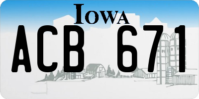 IA license plate ACB671