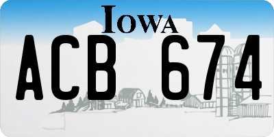 IA license plate ACB674