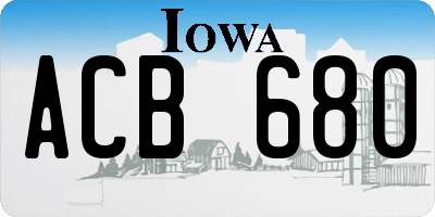 IA license plate ACB680