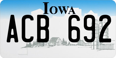 IA license plate ACB692