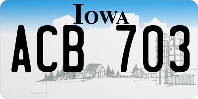 IA license plate ACB703