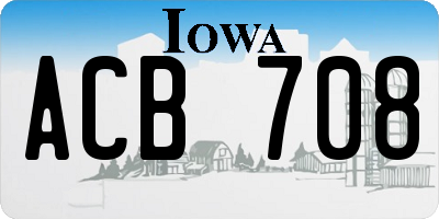 IA license plate ACB708