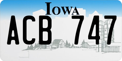 IA license plate ACB747