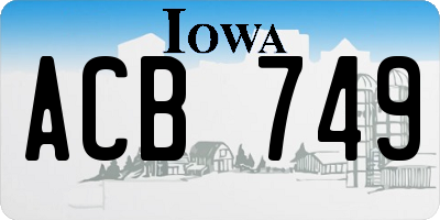 IA license plate ACB749