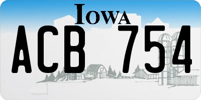 IA license plate ACB754