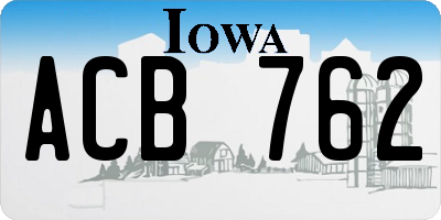 IA license plate ACB762