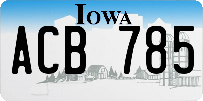 IA license plate ACB785