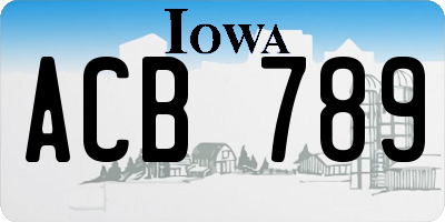 IA license plate ACB789