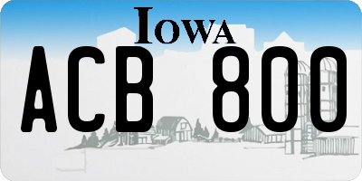 IA license plate ACB800