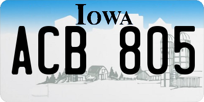 IA license plate ACB805