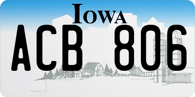 IA license plate ACB806