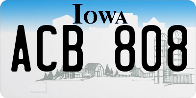 IA license plate ACB808