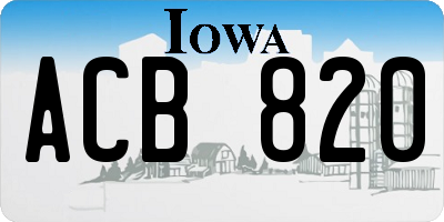 IA license plate ACB820