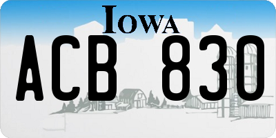 IA license plate ACB830