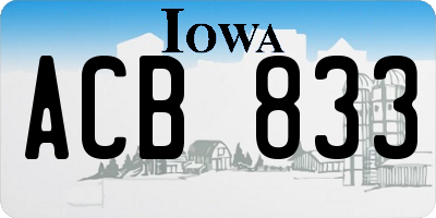 IA license plate ACB833