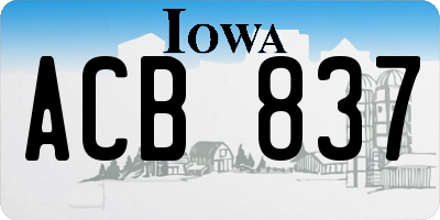 IA license plate ACB837