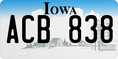 IA license plate ACB838