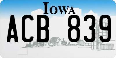 IA license plate ACB839