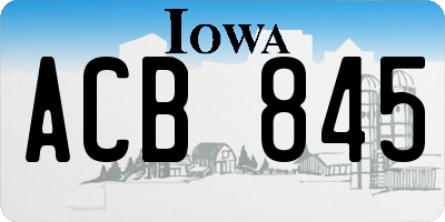 IA license plate ACB845