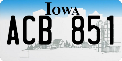 IA license plate ACB851
