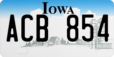 IA license plate ACB854