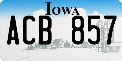 IA license plate ACB857