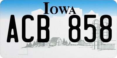 IA license plate ACB858