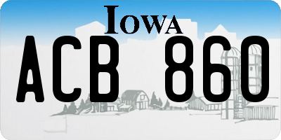 IA license plate ACB860
