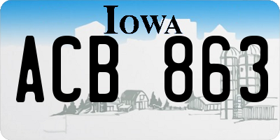 IA license plate ACB863