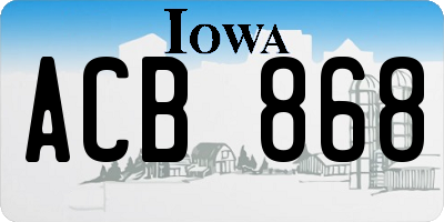 IA license plate ACB868