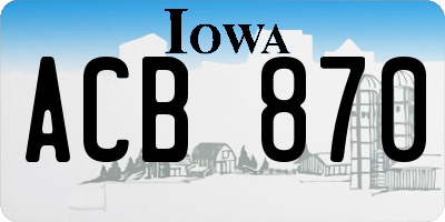 IA license plate ACB870