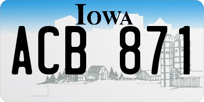 IA license plate ACB871