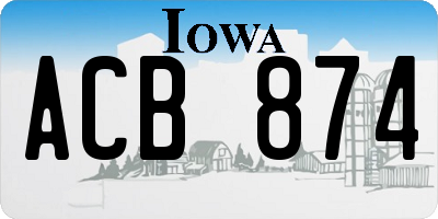 IA license plate ACB874